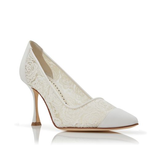 White Lace Pointed Toe Pumps, £745