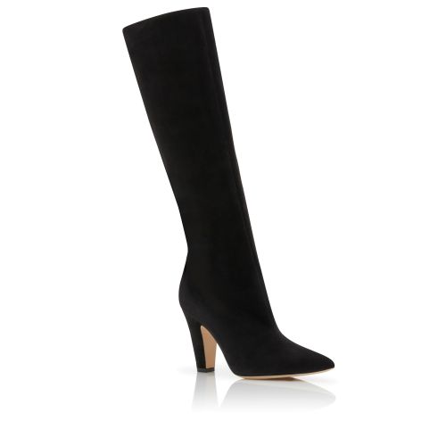 GARDA Black Velvet Knee High Boots Manolo Blahnik