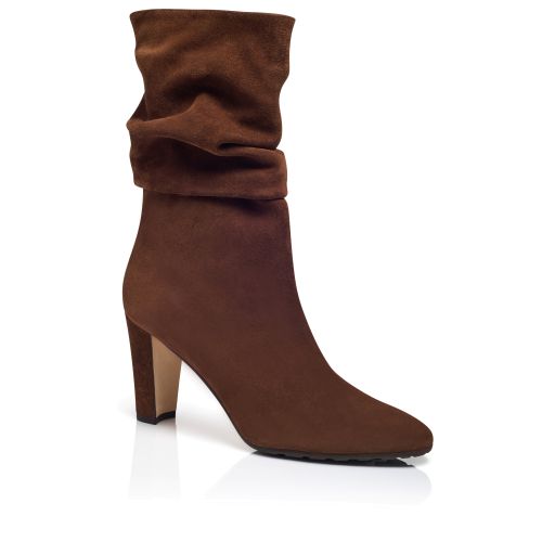 BB 90, Brown Suede Pointed Toe Pumps