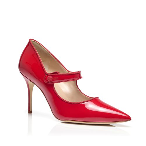 MAYSALEPUMP 90 | Bright Red Suede Buckle Detail Pumps | Manolo Blahnik