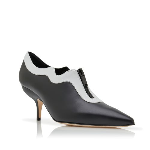 Black and White Calf Leather Zip Detail Pumps, £775