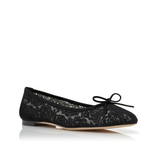 Black Lace Pointed Toe Flat Pumps, £725