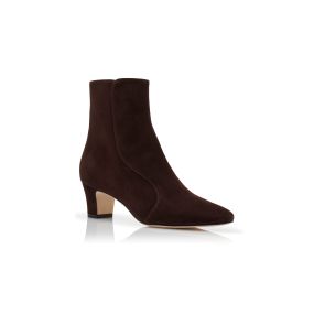 Black suede booties with brown heel best sale