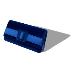 MAYGOT Blue Velvet Buckle Clutch Manolo Blahnik