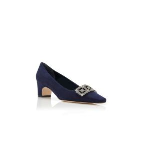 Navy suede kitten top heel shoes