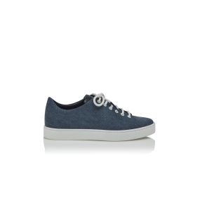 SEMANADO Men s Blue Denim Lace Up Sneakers Manolo Blahnik