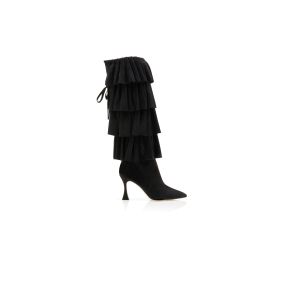 Black suede fringe boots best sale