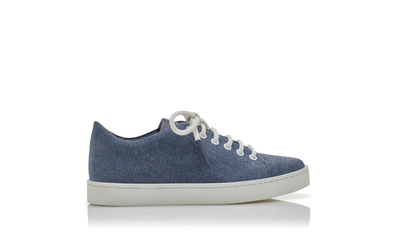 Side view of Semanada, Blue Denim Lace-Up Sneakers  - €298.00