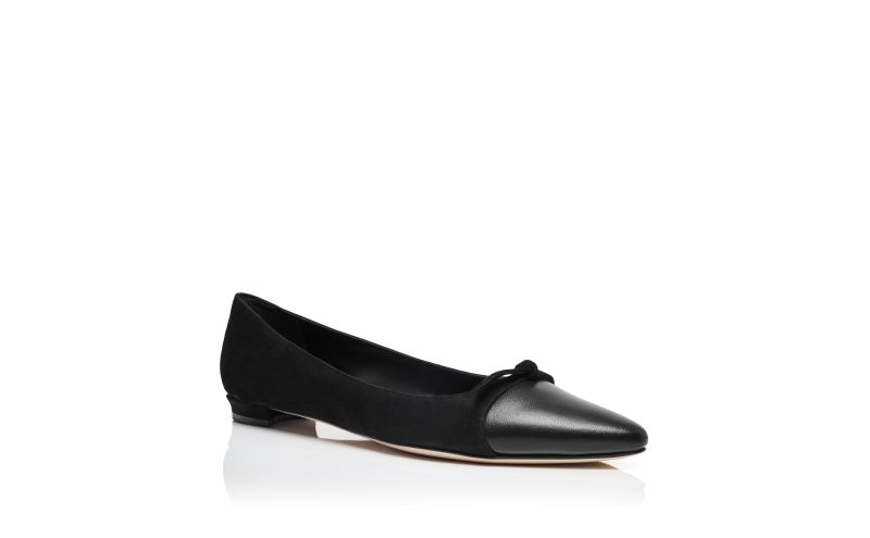 Tiaka, Black Suede Bow Detail Flat Pumps - US$388.00