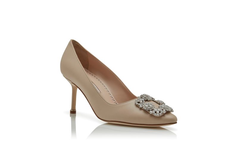 Hangisi 70, Light Beige Calf Leather Jewel Buckle Pumps - €1,195.00