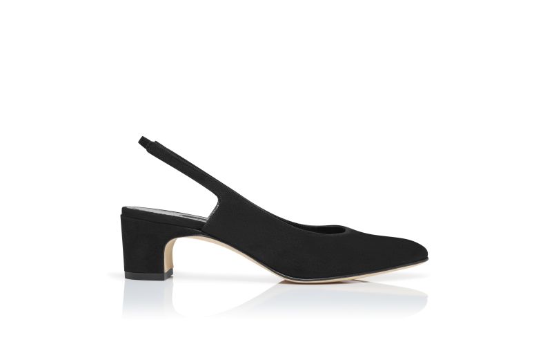 Side view of Sawraso, Black Suede Slingback Pumps - US$845.00