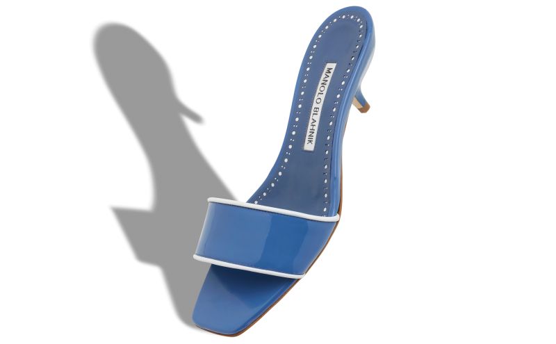 Helamu, Blue Patent Leather Open Toe Mules - CA$965.00