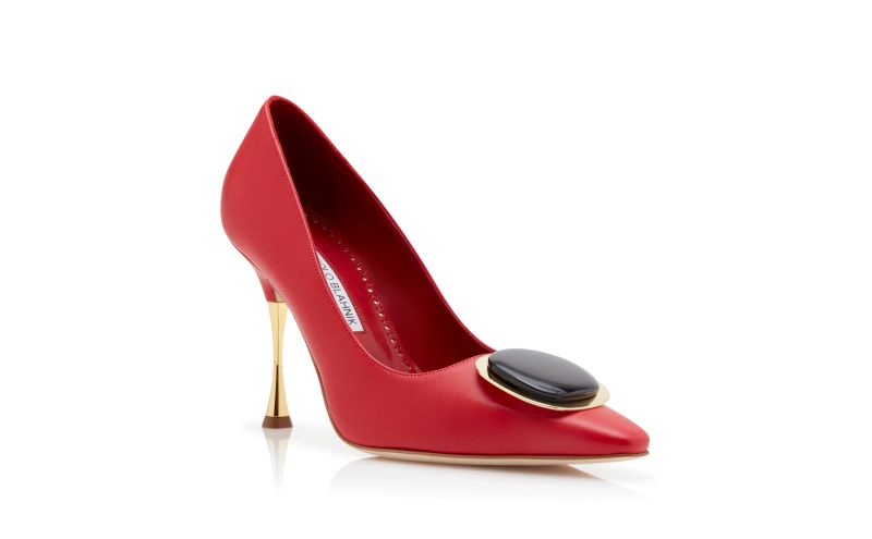 Chiaran, Red Nappa Leather Pointed Toe Pumps - CA$1,465.00