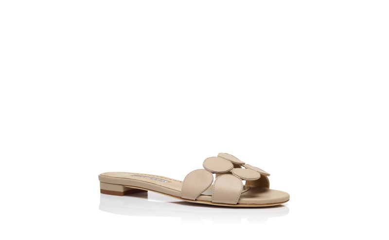 Haribalmuflat, Beige Nappa Leather Flat Sandals - US$875.00