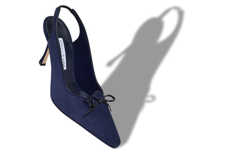 Farid, Navy Blue Suede Slingback Pumps - US$1,025.00 