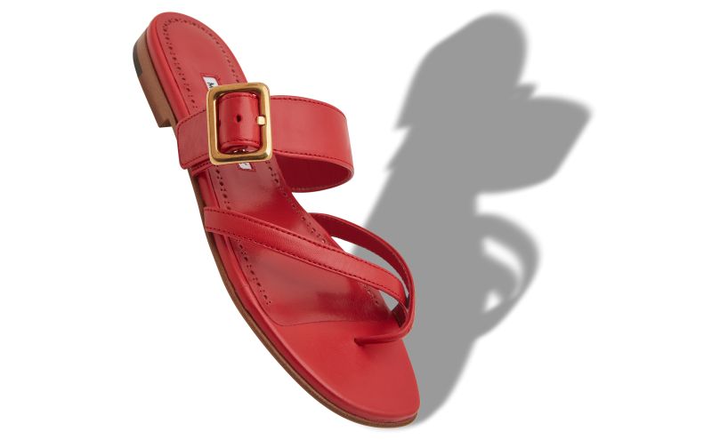 Thalusa, Red Nappa Leather Flat Sandals - US$875.00 