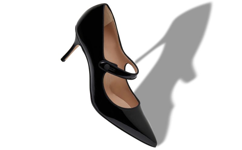Camparinew 70, Black Patent Leather Pointed Toe Pumps - £645.00 