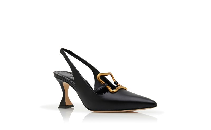 Nikkal, Black Calf Leather Slingback Pumps - US$498.00