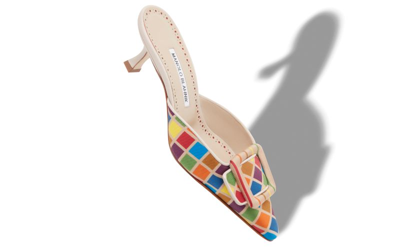 Maysalebi, Multicoloured Silk Buckle Detail Mules - US$995.00 