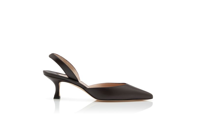 Side view of Carolyne 50, Brown Nappa Leather Slingback Pumps - £625.00