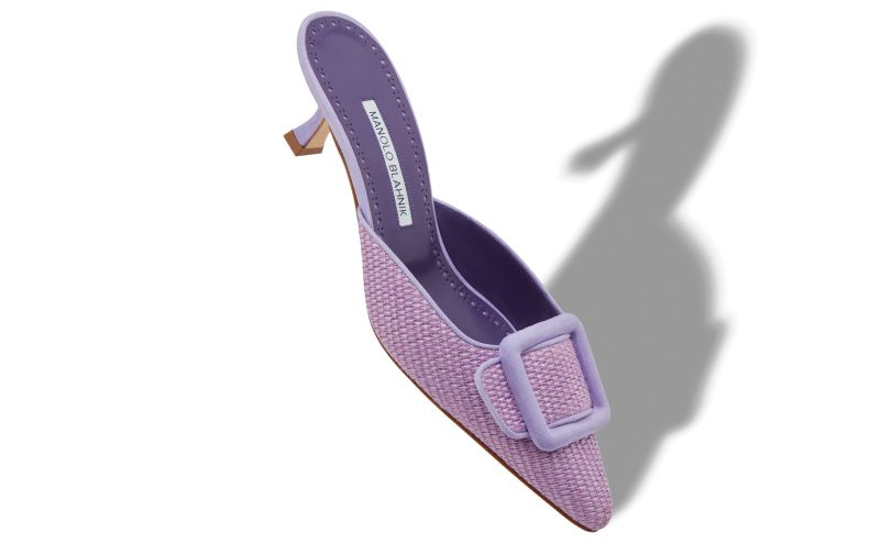 Maysalebi, Purple Raffia Buckle Detail Mules - €795.00 