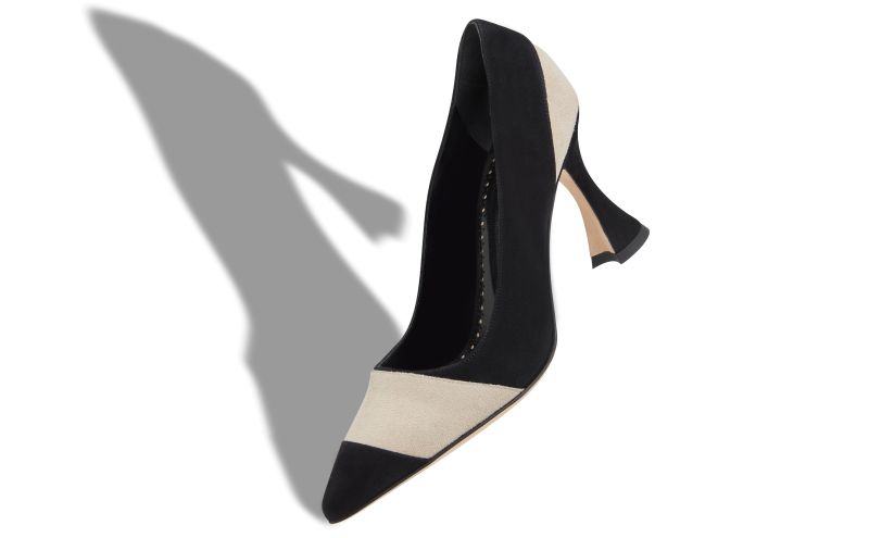 Chalabiya, Black and Beige Suede Pointed Toe Pumps - €765.00