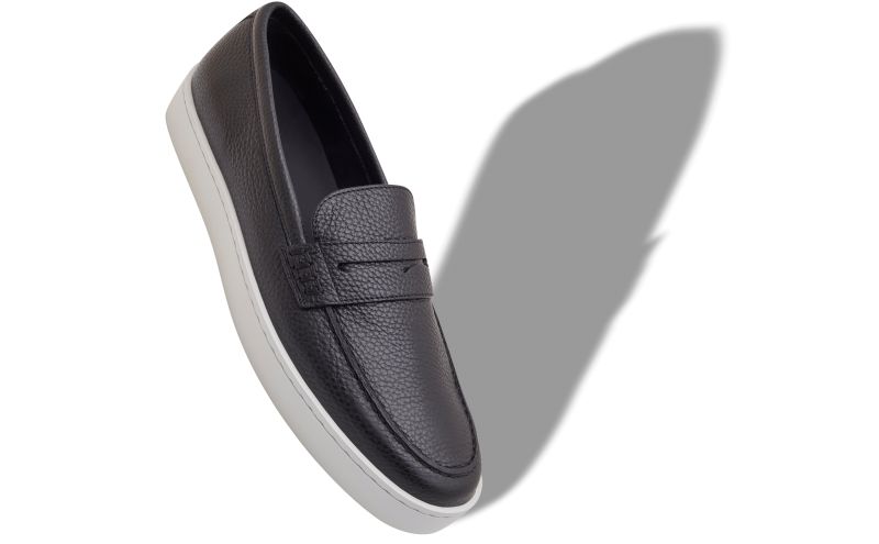 Ellis, Black Calf Leather Slip-On Loafers - US$775.00 