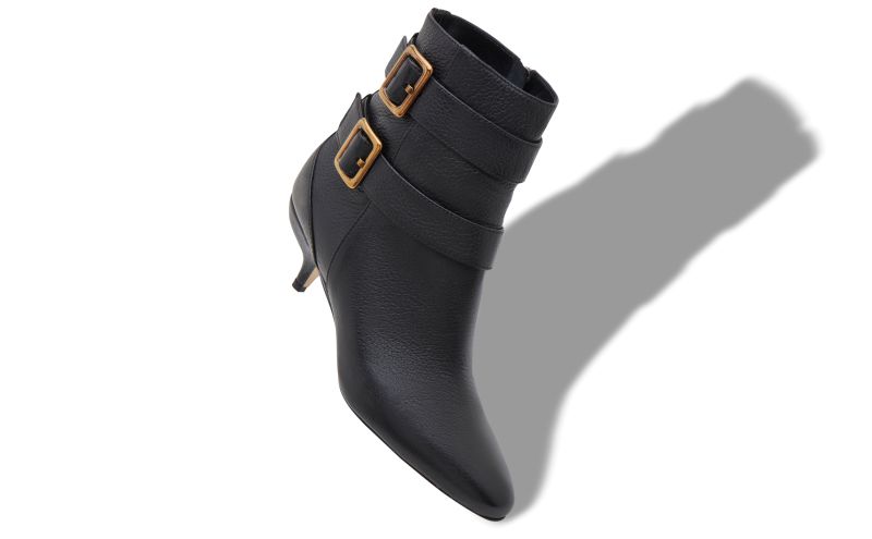 Alciona, Black Calf Leather Buckle Detail Ankle Boots - £523.00 