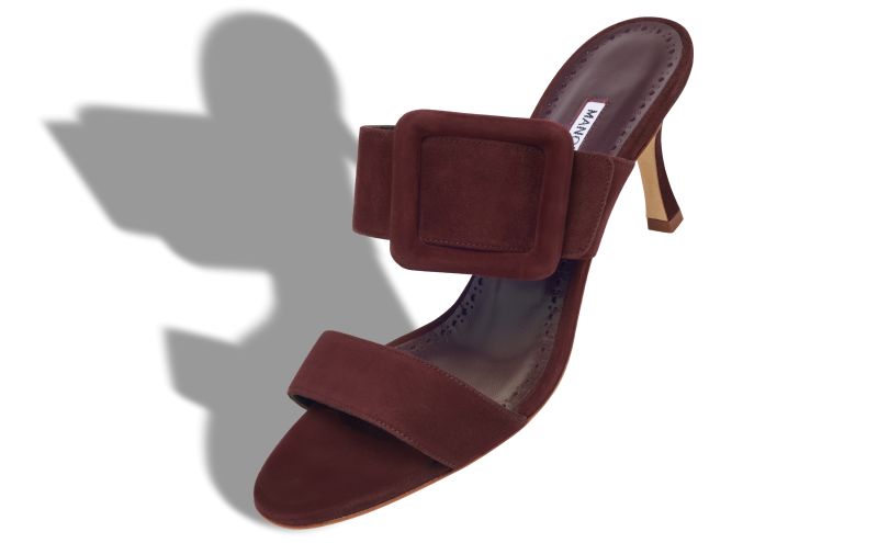 Gable, Dark Red Suede Open Toe Mules - US$925.00