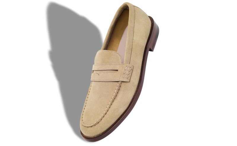 Perry, Beige Suede Penny Loafers  - US$895.00