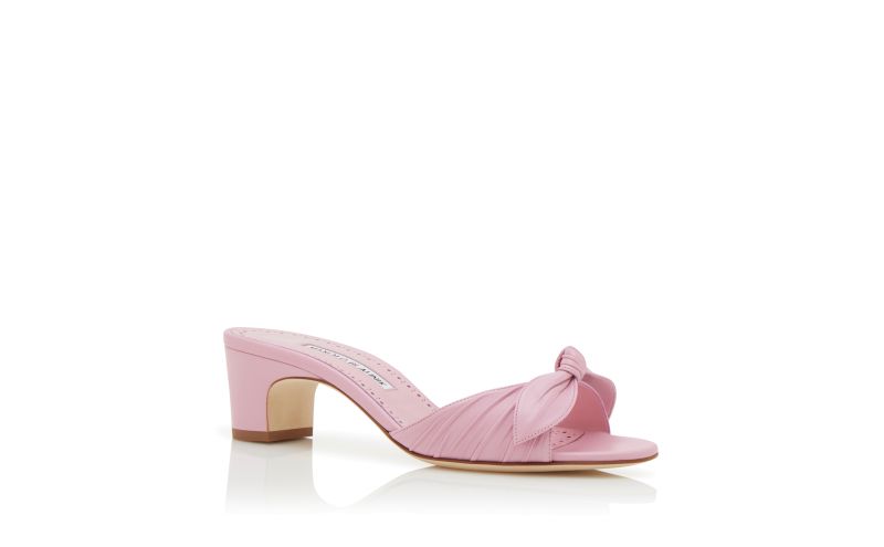 LOLLOSO, Light Purple Nappa Leather Bow Detail Mules, 645 GBP