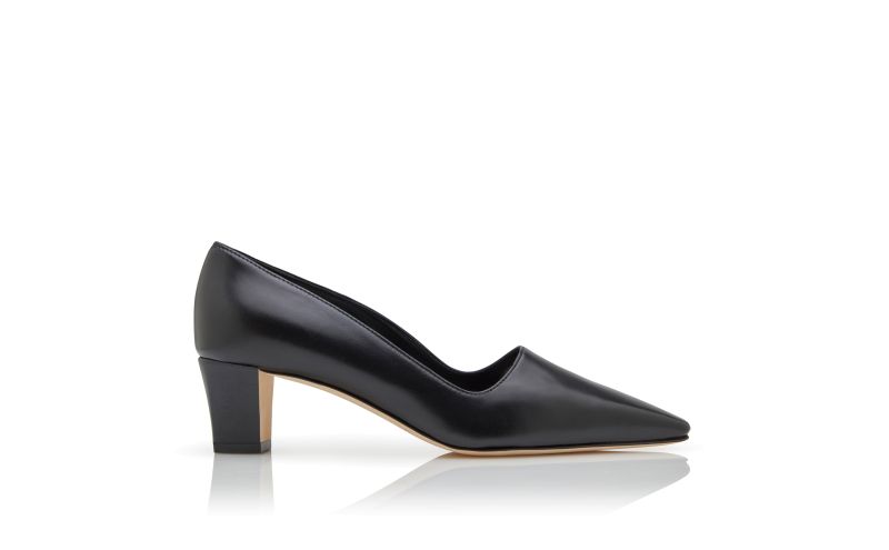 Side view of Munisopla, Black Nappa Leather Pointed Toe Pumps - AU$1,445.00