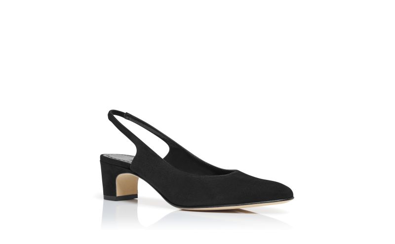 SAWRASO, Black Suede Slingback Pumps, 845 USD