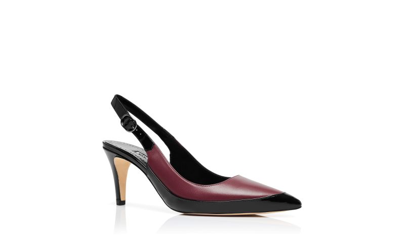 Telemaca, Black and Red Nappa Leather Slingback Pumps - US$448.00