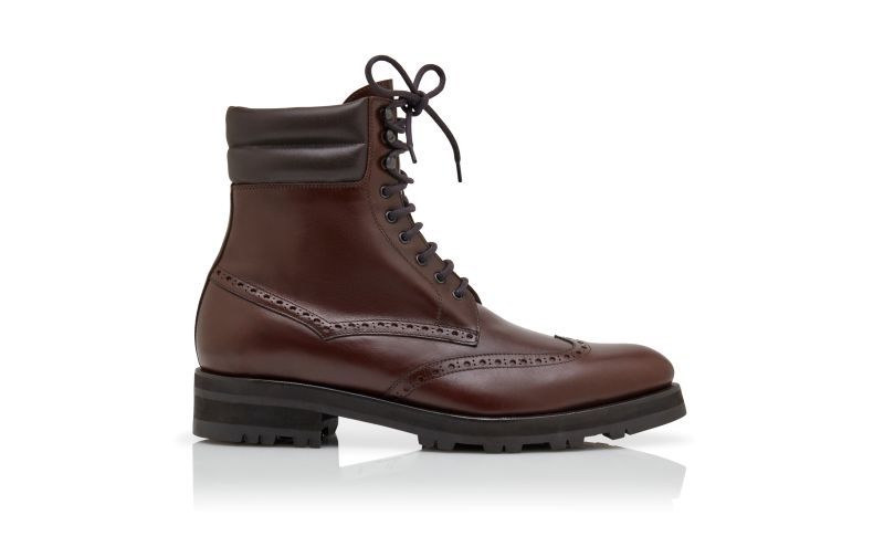 Side view of Sapele, Dark Brown Calf Leather Mid Calf Boots - US$1,395.00