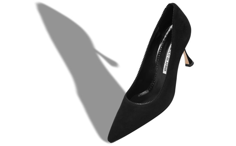 Osmaclo, Black Suede Pinking Detail Pumps - US$463.00