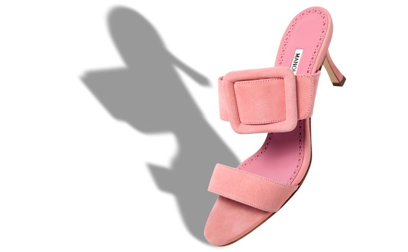 Gable, Light Pink Suede Open Toe Mules - US$845.00
