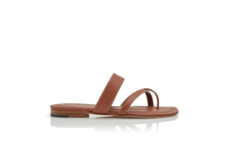 Side view of Susacru, Brown Calf Leather Crossover Flat Sandals - AU$1,205.00