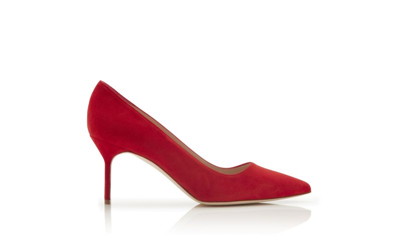 BB 70 | Bright Red Suede pointed toe Pumps | Manolo Blahnik