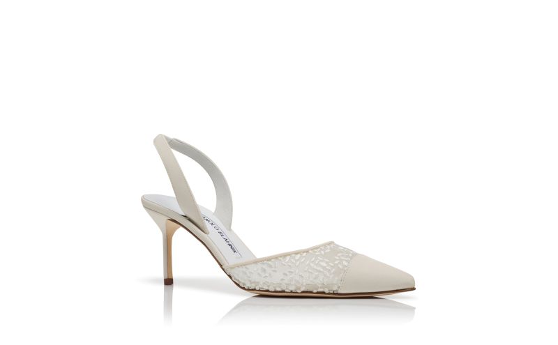 Capsli, White Lace Slingback Pumps - US$895.00