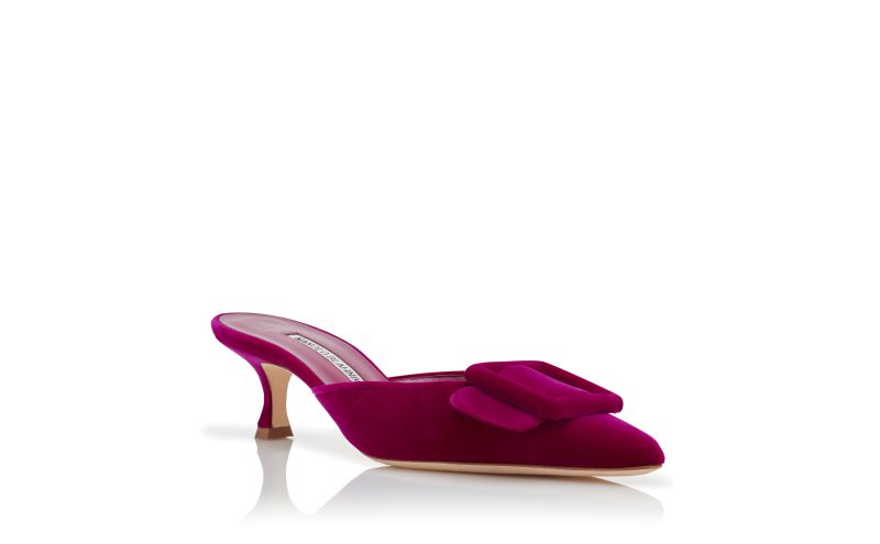 Maysale, Purple Velvet Buckle Detail Mules - €745.00