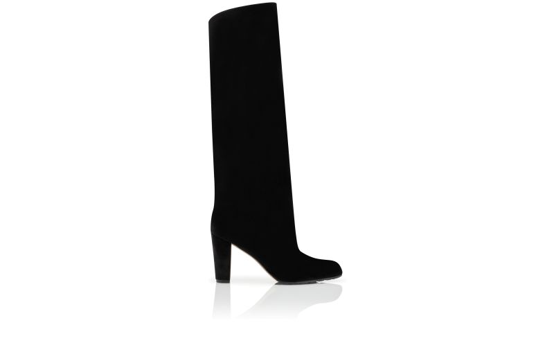 Side view of Garda, Black Velvet Knee High Boots - US$1,445.00