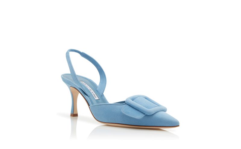 Maysli, Light Blue Suede Buckle Detail Slingback Pumps - €745.00