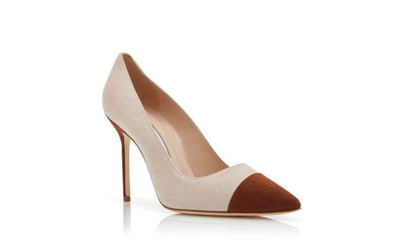 Capcour, Brown and Beige Suede Pointed Toe Pumps - AU$1,395.00