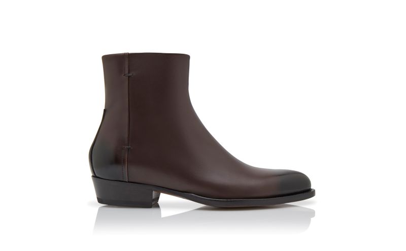 Side view of Parker, Dark Brown Calf Leather Mid Calf Boots - £523.00