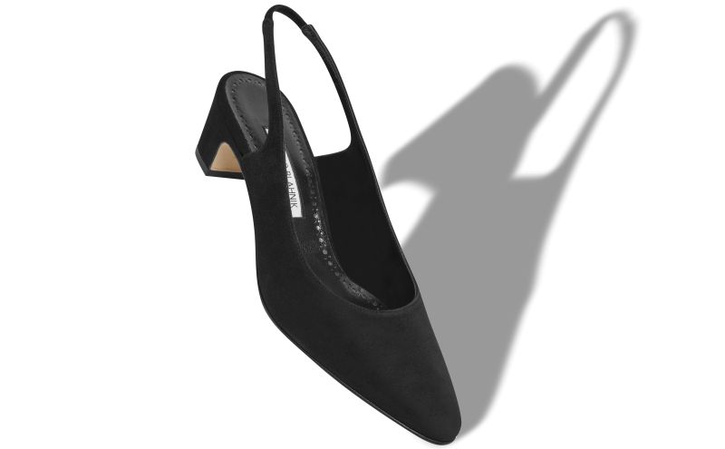 Sawraso, Black Suede Slingback Pumps - US$845.00 