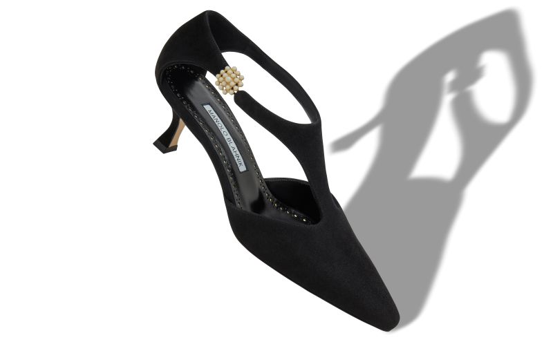 Shufta, Black Suede Pearl Detail Pumps - £875.00 