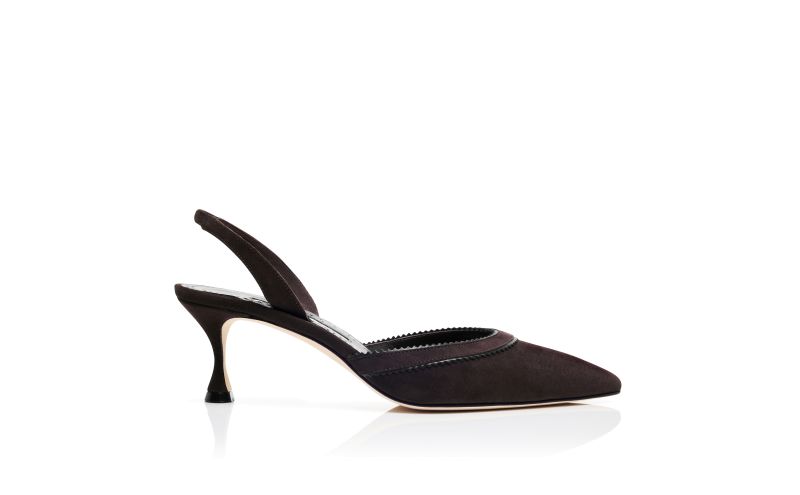 Side view of Brontiasli, Brown Suede Pinking Detail Slingback Pumps - US$925.00