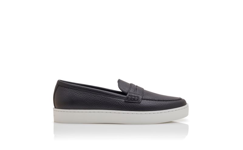 Side view of Ellis, Navy Blue Suede Slip-On Loafers - €675.00