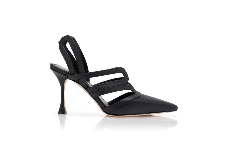 Side view of Achikata, Black Calf Leather Slingback Pumps - US$1,235.00